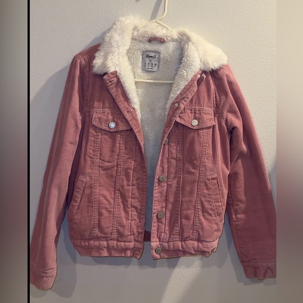 Pink Corduroy Sherpa-Lined Jacket